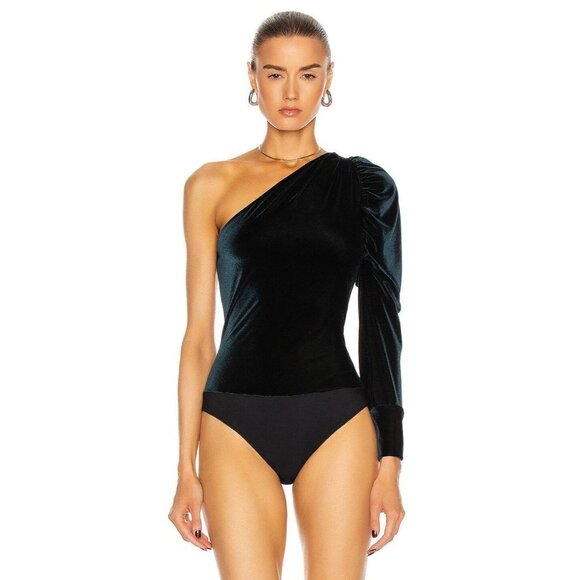 ALIX NYC Dakota Velvet Bodysuit in Jasper Large New Womens Top Blouse - Picture 6 of 15